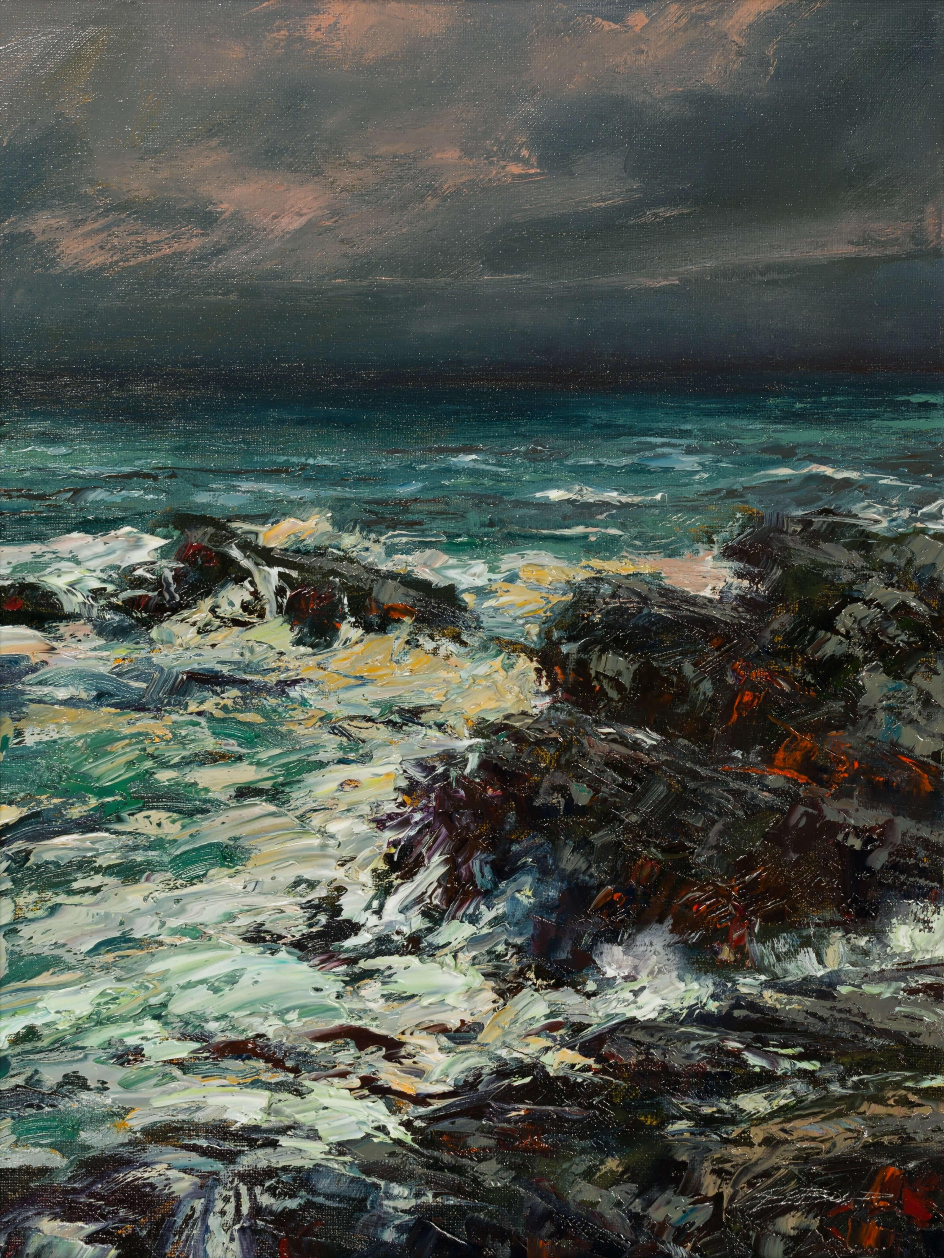 "Coast Storm" - Impressionist Ocean and Skyscape, Oil Painting on Canvas