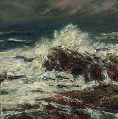 "Coastal Cascais" - Impressionist Ocean and Skyscape, Oil Painting on Canvas