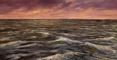 « Sailing West, », Portugal, vagues océaniques, peinture à l'huile de Sparky LeBold