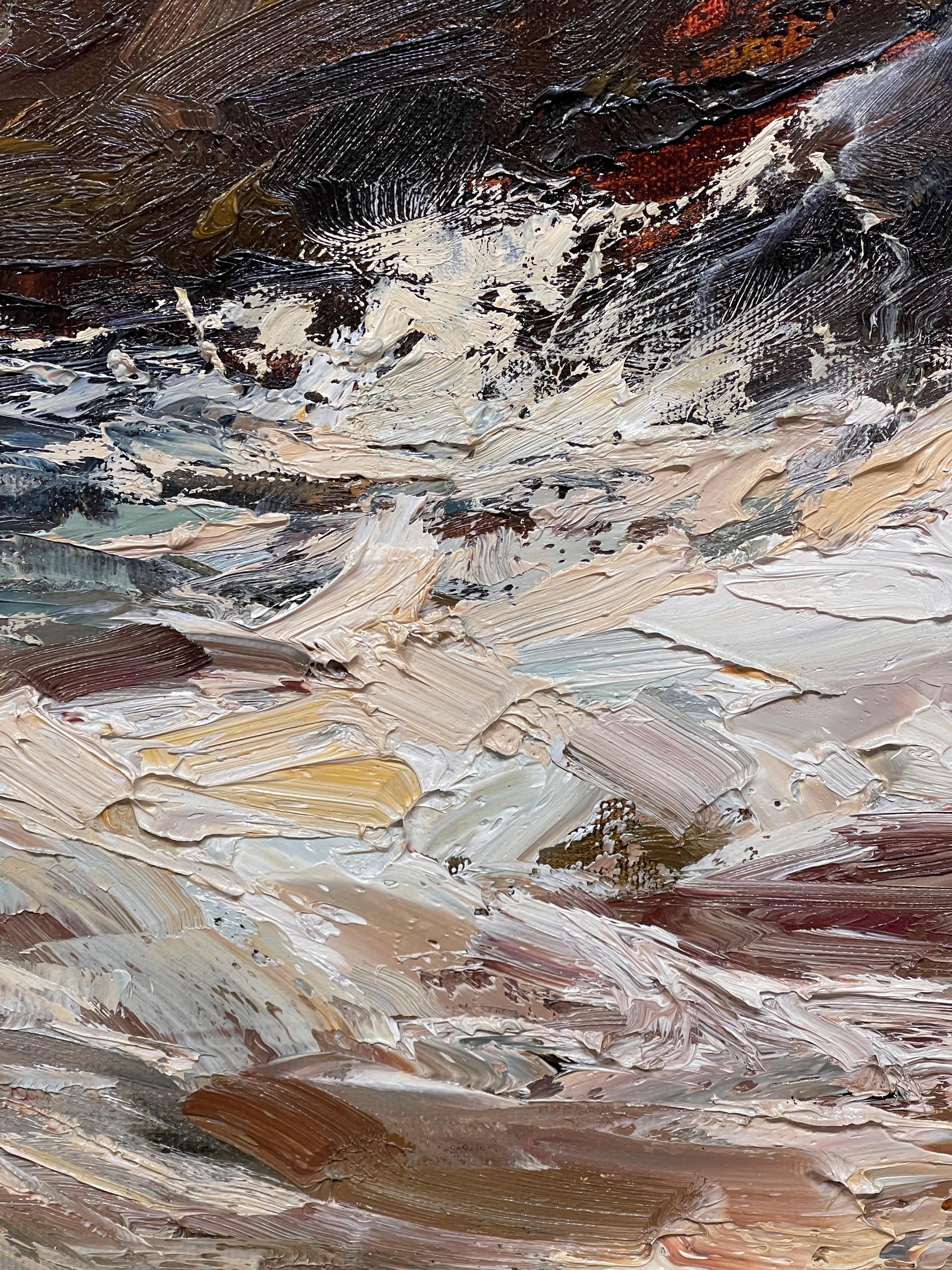 „Sesimbra“, Portugal, Meereswellen auf Felsen, Ölgemälde von Sparky LeBold im Angebot 3