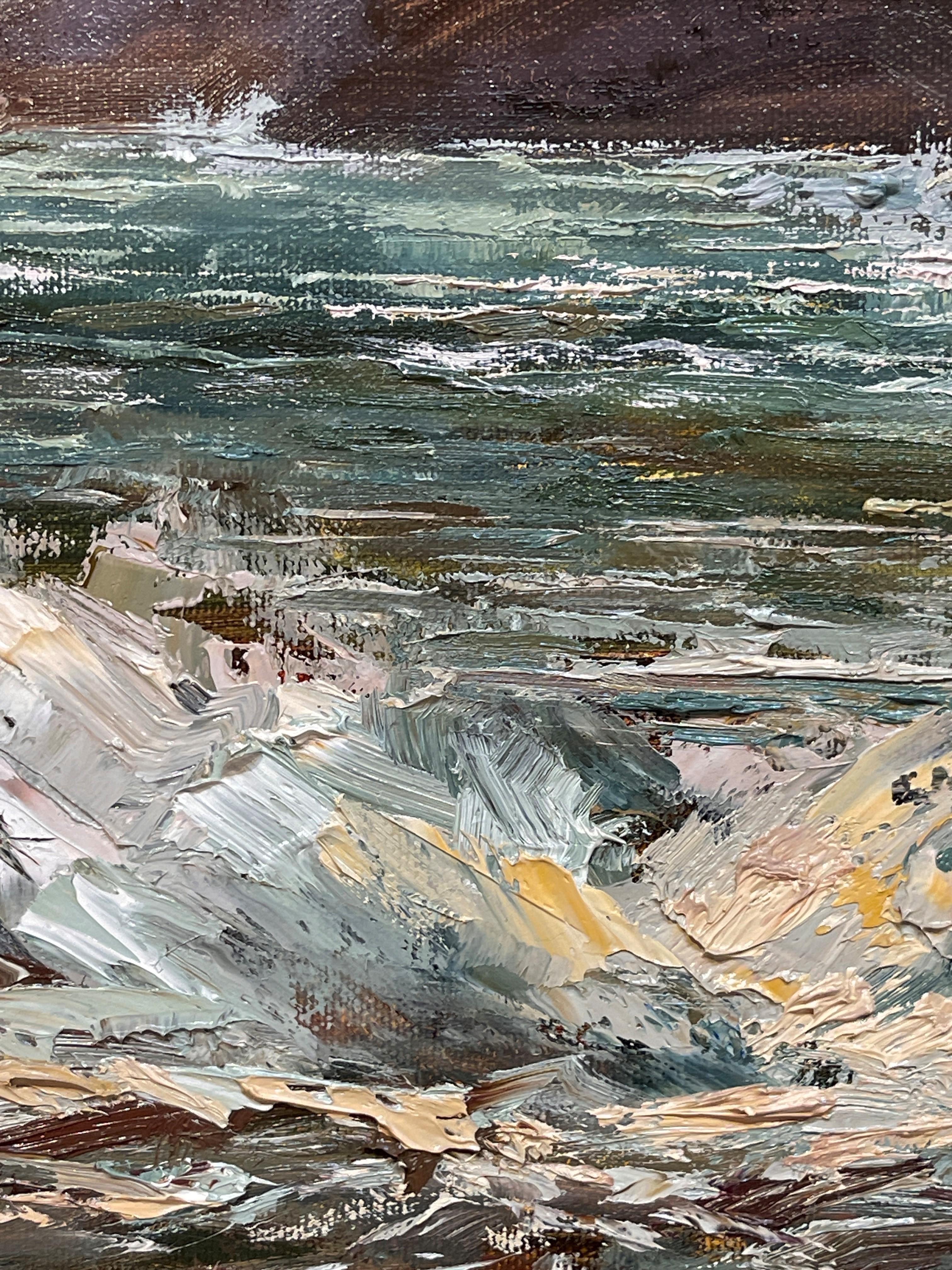 „Sesimbra“, Portugal, Meereswellen auf Felsen, Ölgemälde von Sparky LeBold im Angebot 5