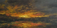 "L'incendio di Sant'Elmo" (2024) di Sparky LeBold, pittura ad olio originale di paesaggio