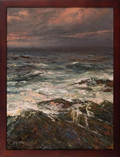 "The Point" - Impressionist Ocean and Skyscape, Oil Painting on Canvas