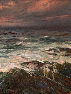 "The Point" - Impressionist Ocean and Skyscape, Oil Painting on Canvas