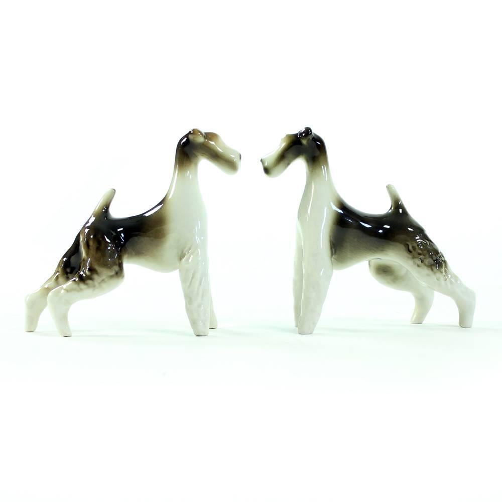 Sparring Foxterriers, Set of Two Dog Sculptures, Royal Dux, circa 1960 For Sale 3