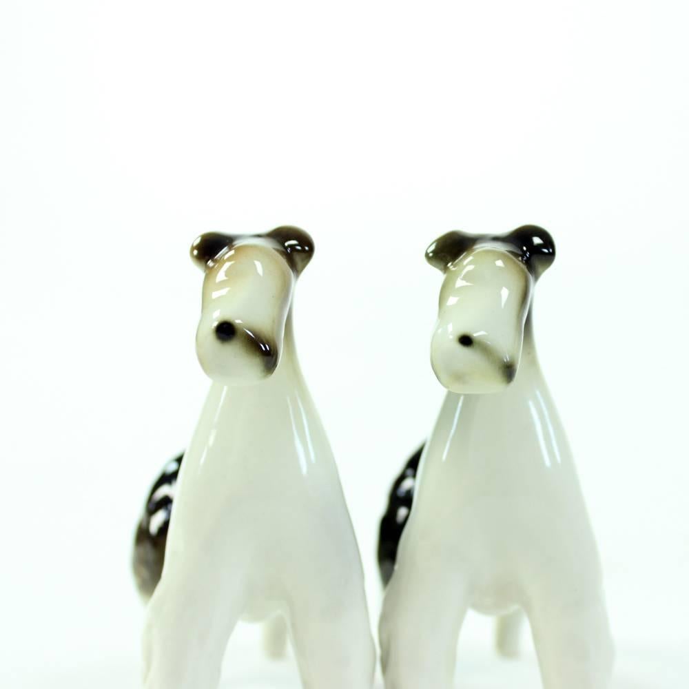 Sparring Foxterriers, Set of Two Dog Sculptures, Royal Dux, circa 1960 For Sale 6