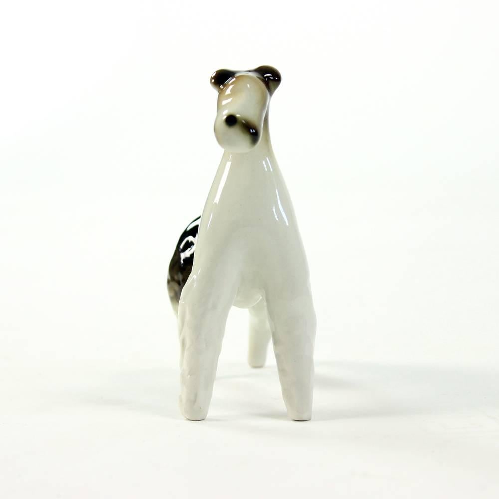 20th Century Sparring Foxterriers, Set of Two Dog Sculptures, Royal Dux, circa 1960 For Sale