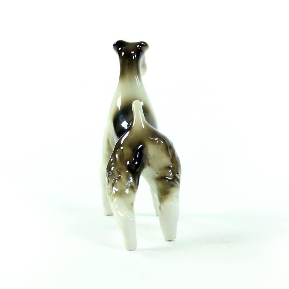 Sparring Foxterriers, Set of Two Dog Sculptures, Royal Dux, circa 1960 For Sale 1