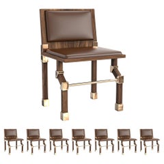 „Sparrow“-Stuhl, achtteilig, Nussbaum und Bronzedetails, handgefertigt, Istanbul