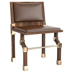 „Sparrow“-Stuhl mit Details aus Nussbaum und Bronze, handgefertigt, Istanbul