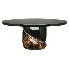 Tavolo rotondo "Sparrow" con dettagli in acciaio inossidabile e bronzo, fatto a mano, Istanbul