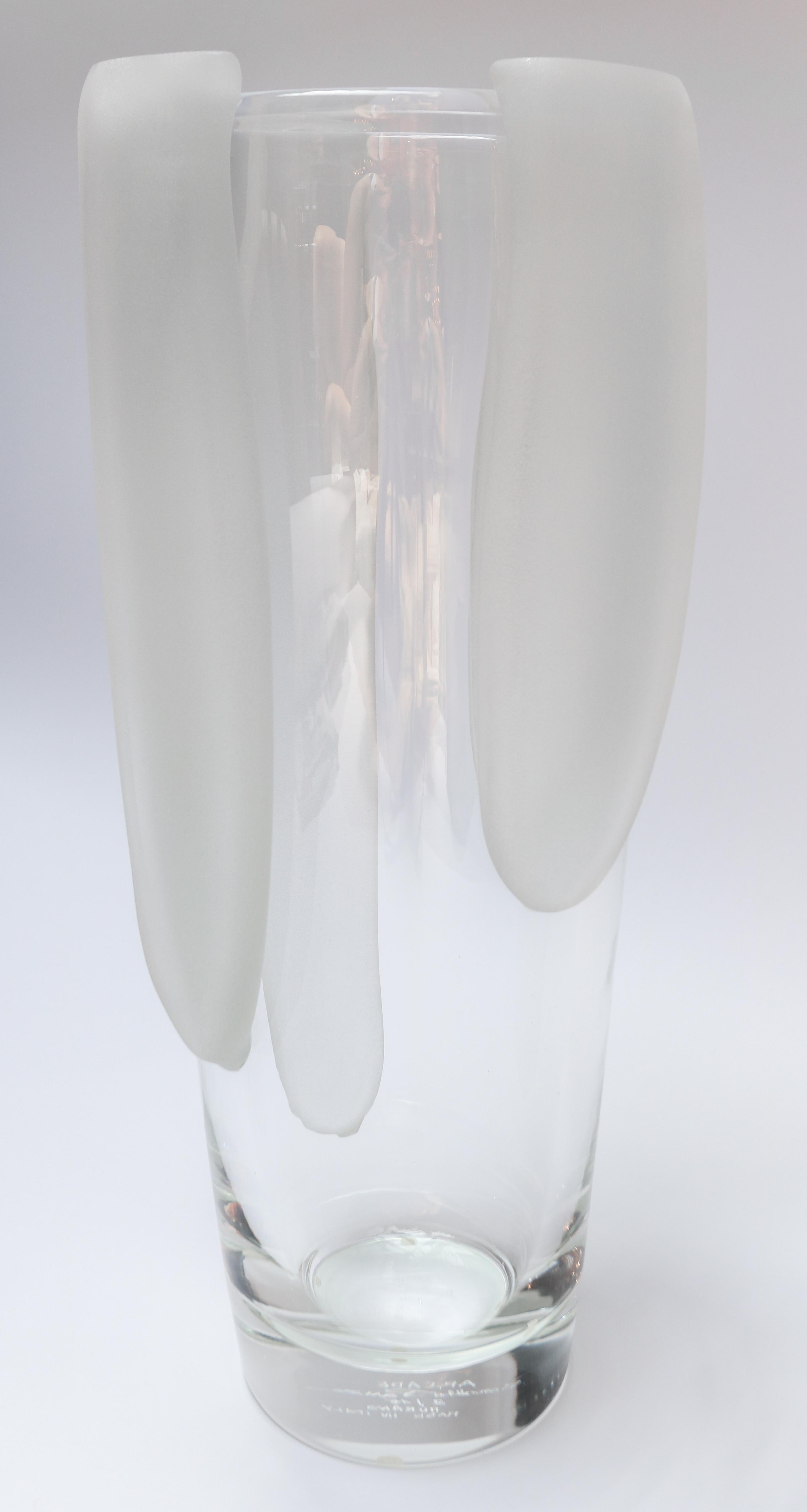 Italian Sparta Murano Glass Vase For Sale