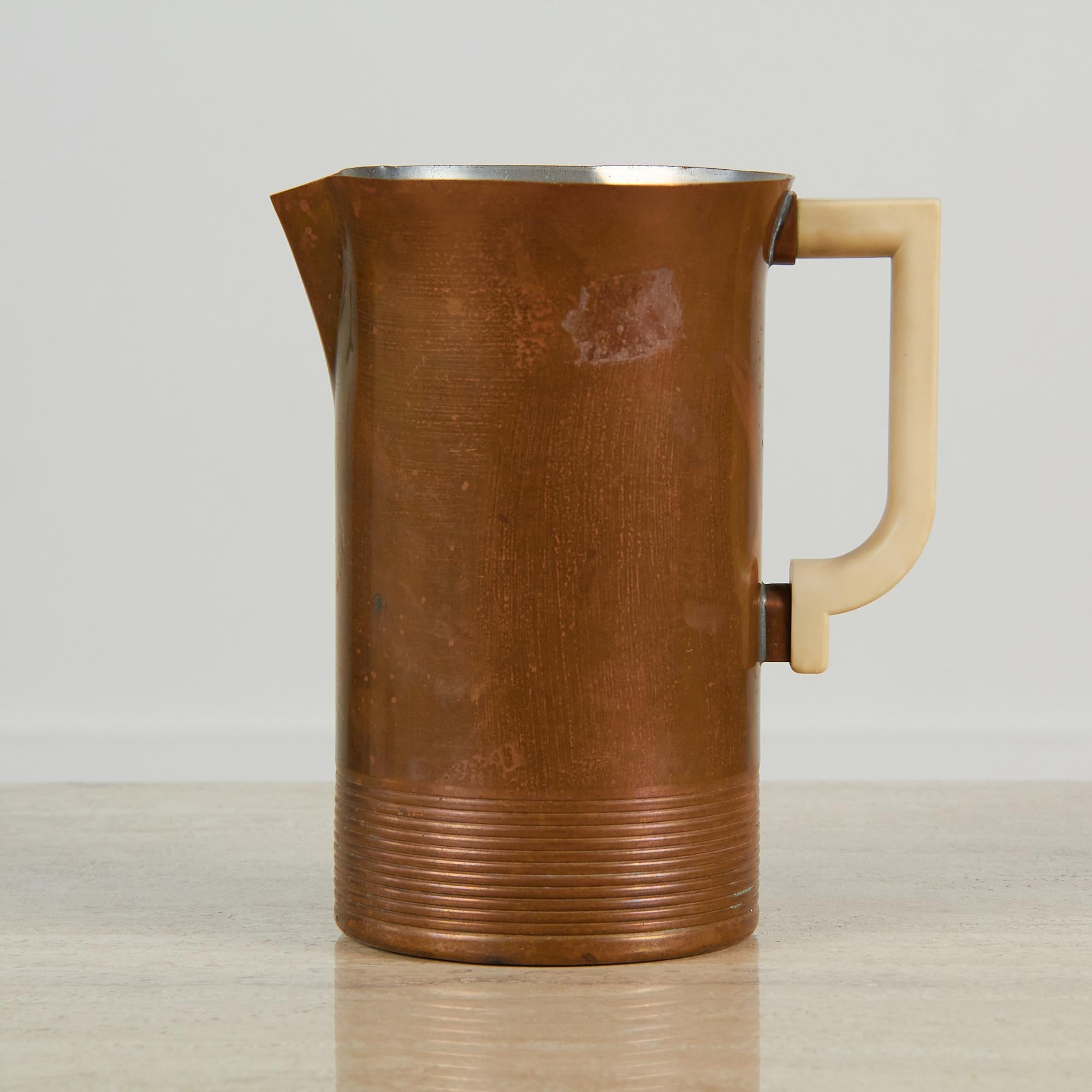 American Sparta Copper Pitcher with White Bakelite Handle