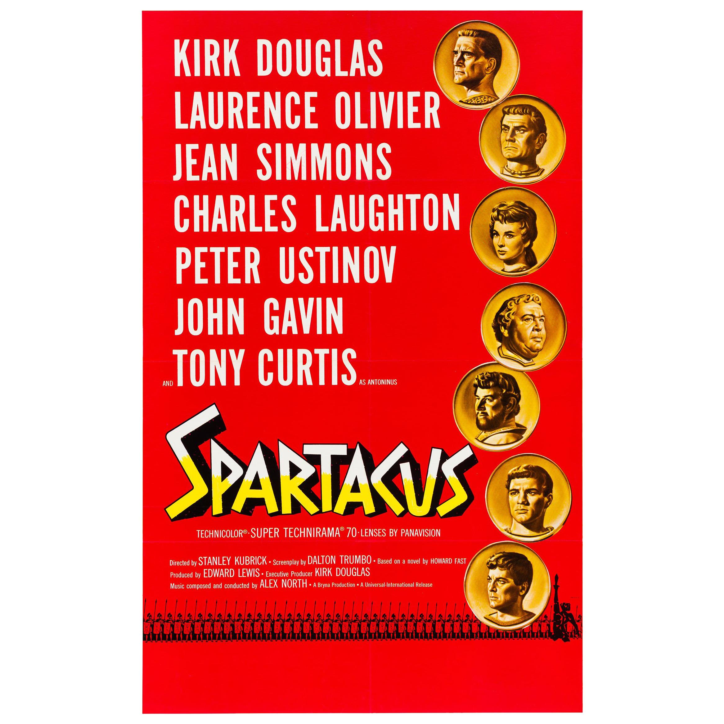 Affiche originale du film américain Spartacus, conception Saul Bass et Reynold Brown, 1960