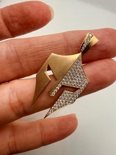 Spartan diamond pendant 14KT yellow gold solid incredibly made piece