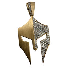 Spartan diamond pendant 14KT yellow gold solid incredibly made piece