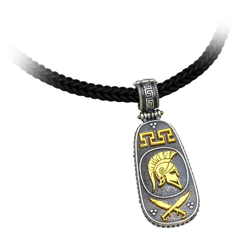 Spartan Warrior Silver and Gold Plated Pendant, Dimitrios Exclusive M99 For Sale