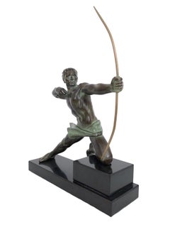 Spartiate by Max Le Verrier Spartan Archer Warrior Sculpture in Spelter