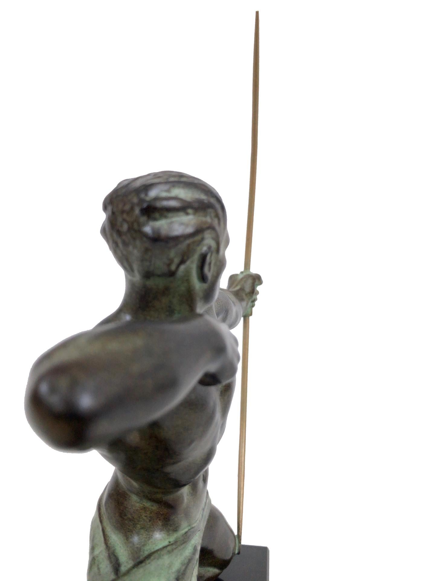 Contemporary Spartiate by Max Le Verrier Spartan Archer Warrior Sculpture in Spelter