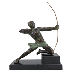 Spartiate by Max Le Verrier Sculpture Spartan Archer Warrior in Spelter