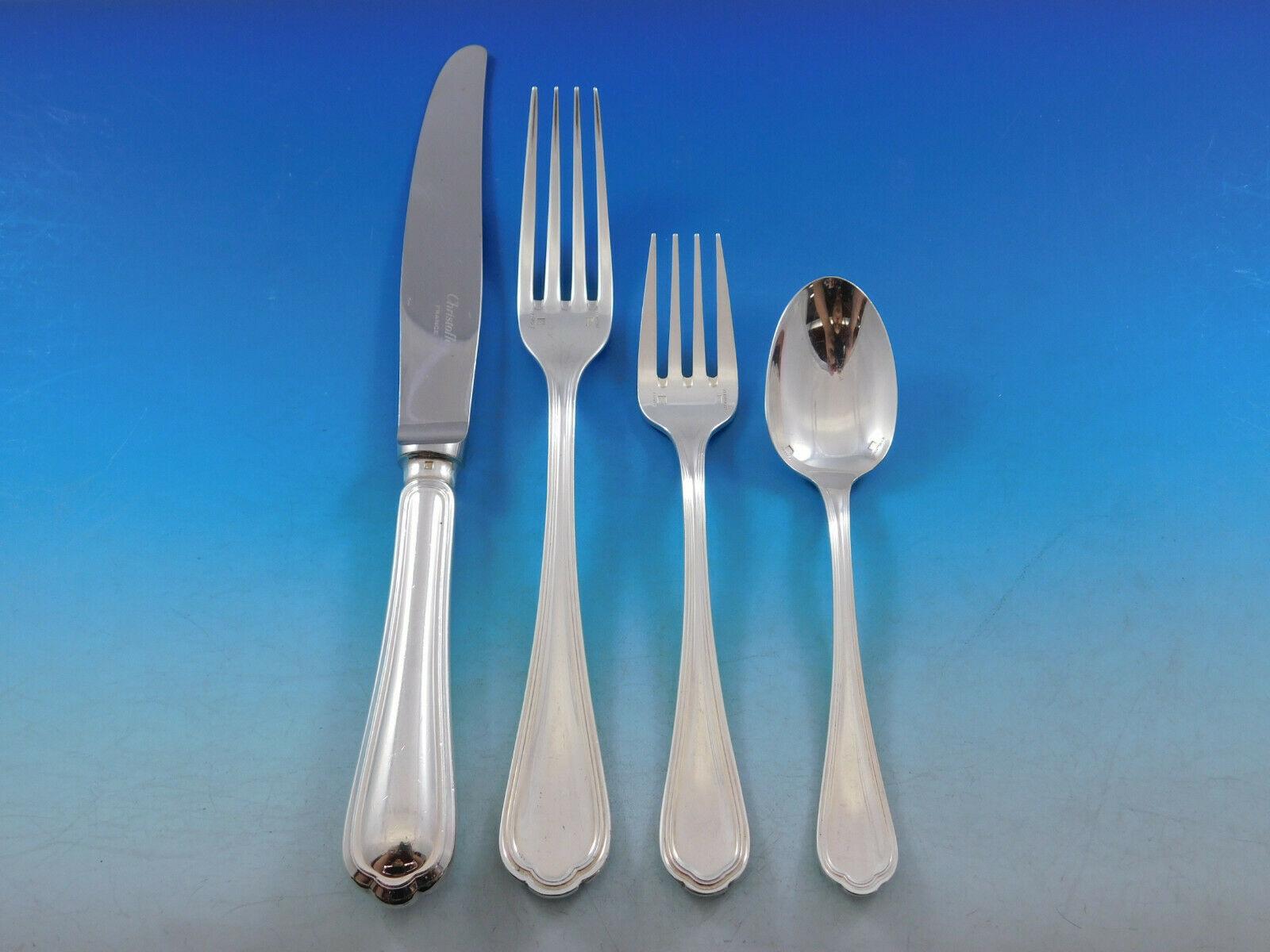 Spatours by Christofle France Silverplate Flatware Set 8 Service 40 Pcs Dinner In Excellent Condition In Big Bend, WI