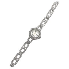 Spaulding Gorham Art Deco Ladies Platinum and Diamond Bracelet Watch