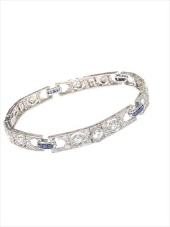 Spaulding Gorham Art Deco Platinum Diamond and Sapphire Bracelet