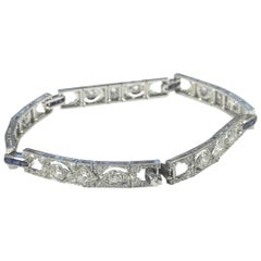 Spaulding Gorham Art Deco Platinum Diamond and Sapphire Bracelet