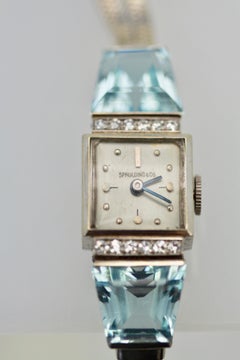 Spaulding Vintage 14 Karat Aquamarine Ladies Watch