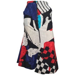 Spazio 1980s Cotton Abstract Pattern Mermaid Skirt with Pockets Size 4.