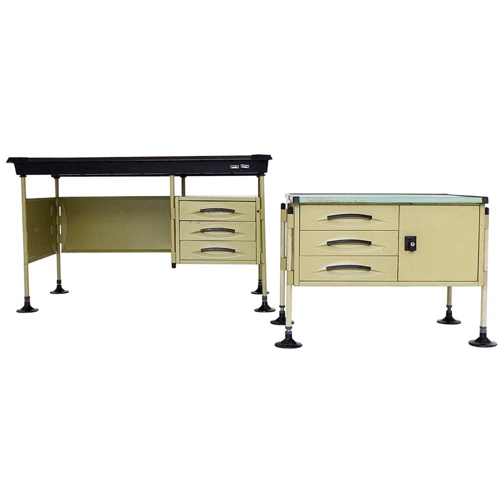 Spazio Desk and Side Desk by Bbpr Studio for Olivetti, Italy, 1962