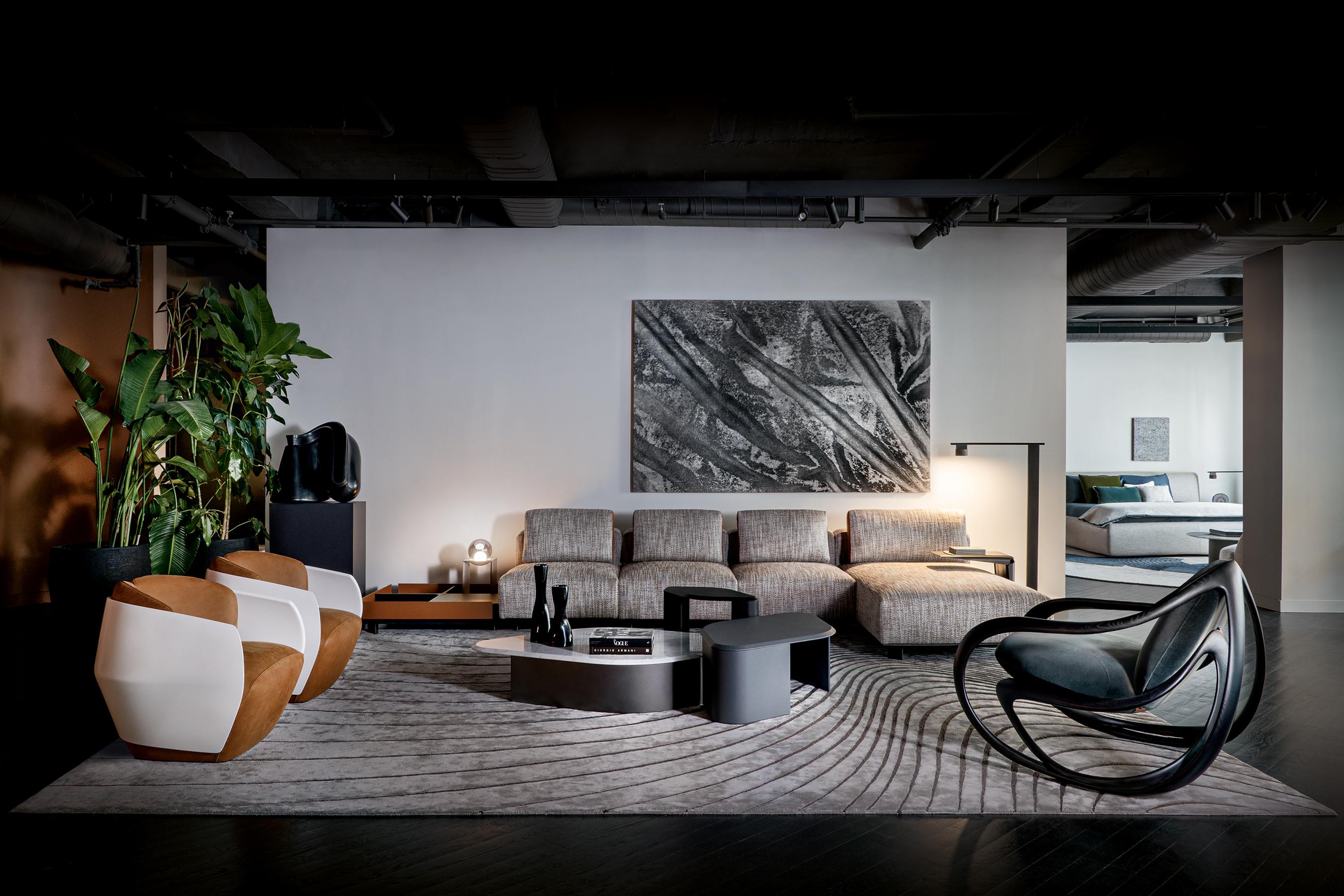 Lámpara de mesa Spazio tempo en nogal canaletto y mármol calacatta Italian en venta