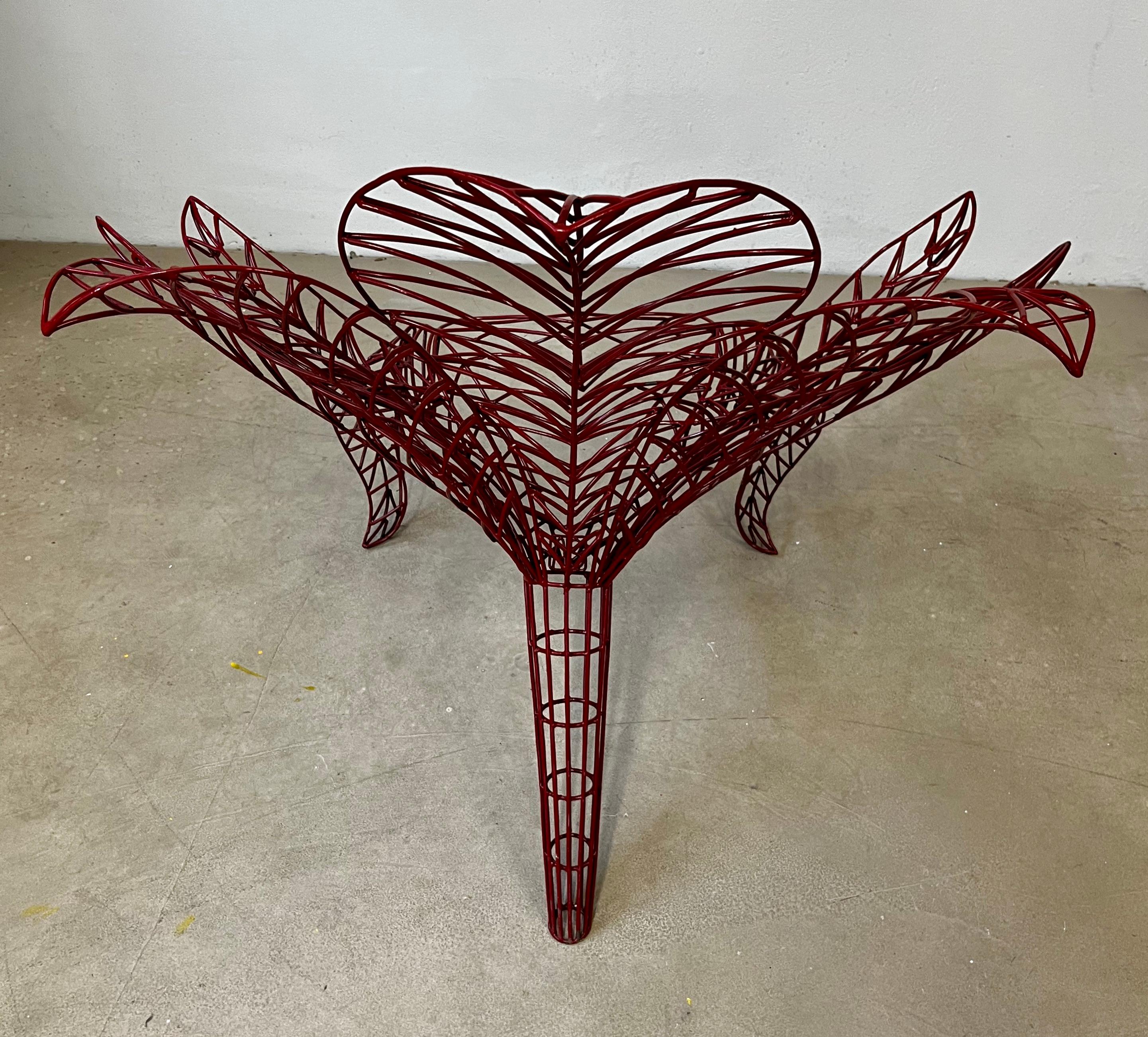 Spazzapan Italian Post-Modern Pop Art Bordeaux Flower Metal Sculpture Armchair For Sale 6