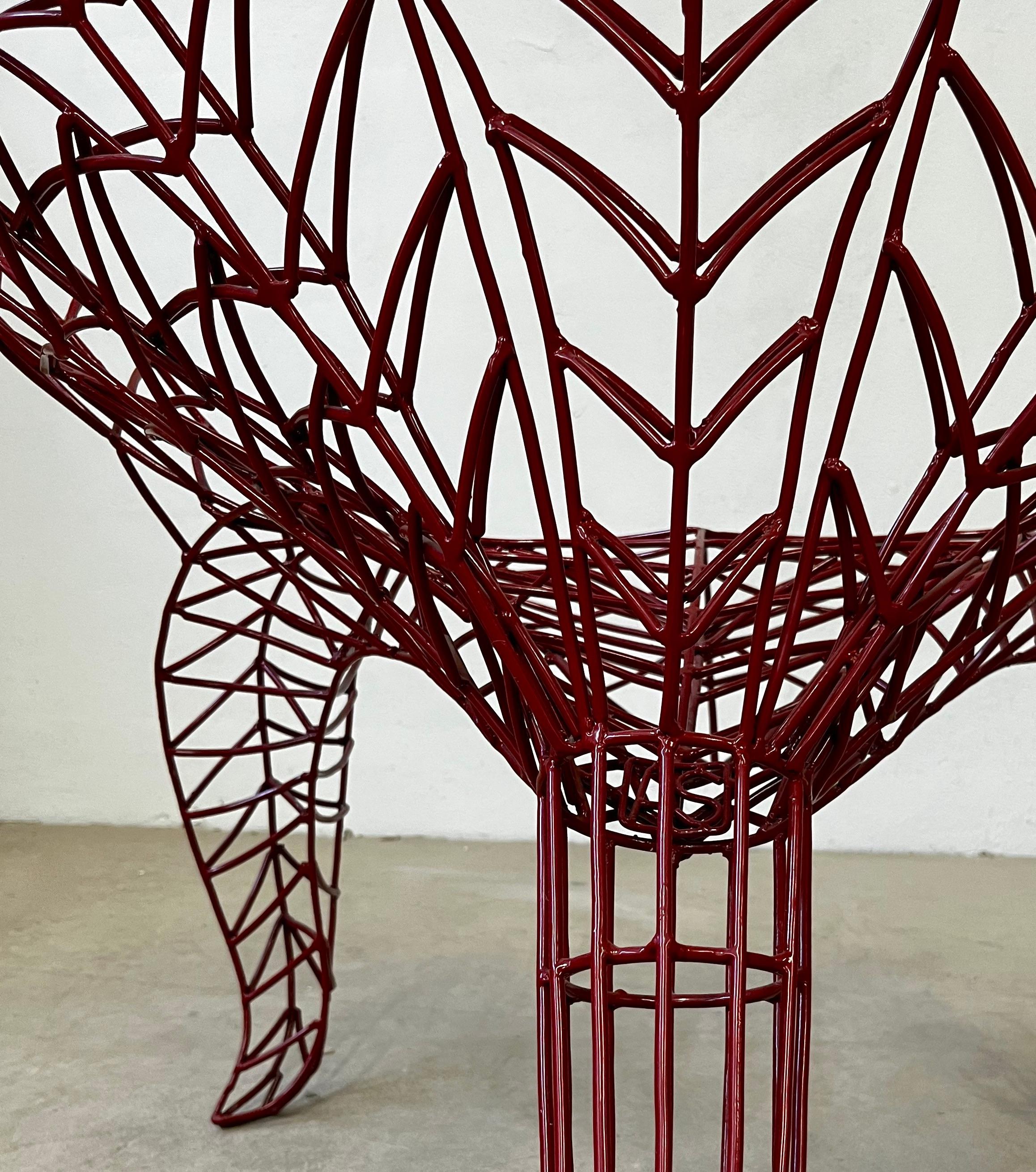 Spazzapan Italian Post-Modern Pop Art Burgundy Flower Metal Sculpture Armchair For Sale 9