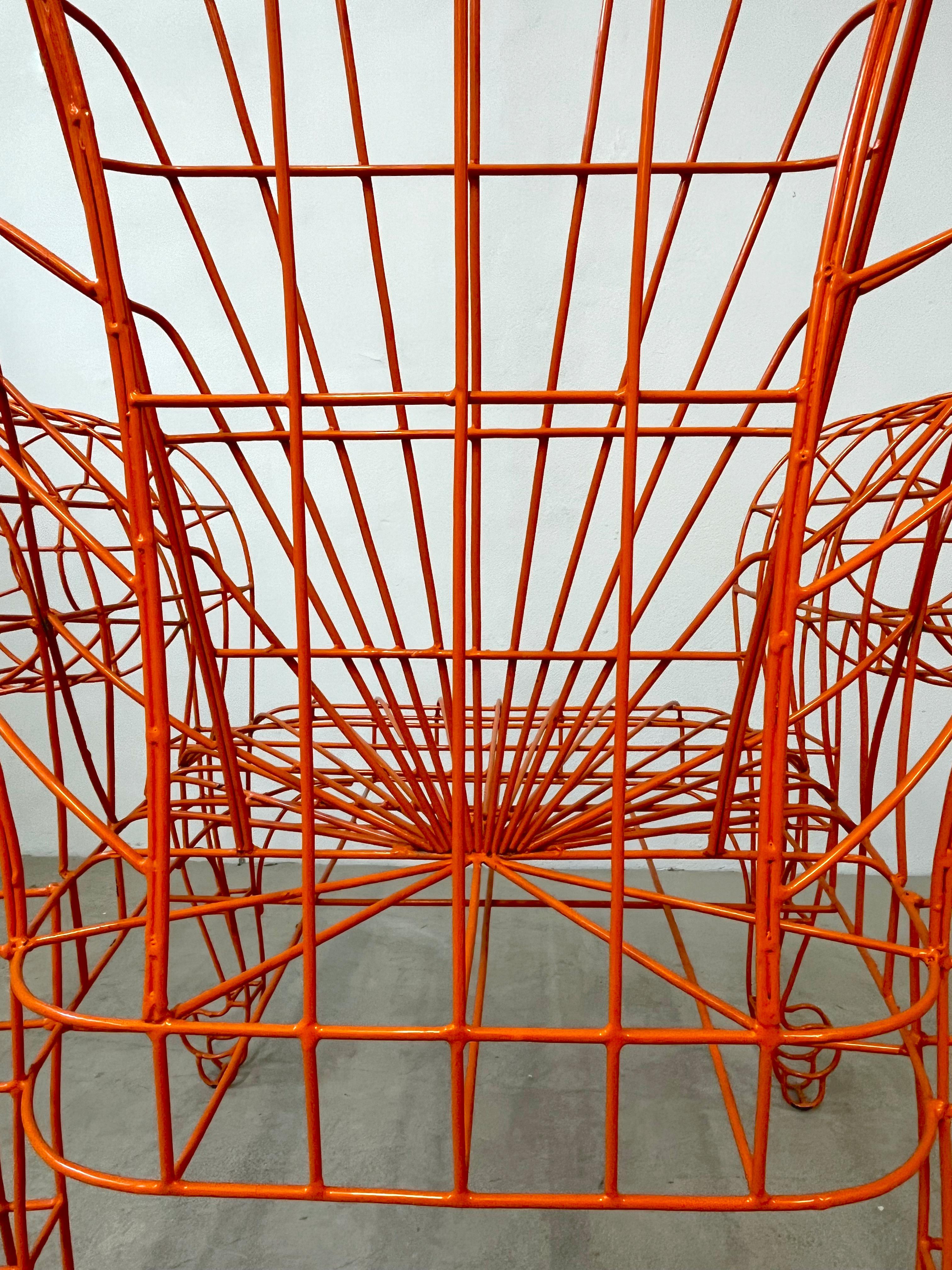 Spazzapan Italian Post-Modern Pop Art Orange Metal Sculpture Throne Armchair For Sale 6