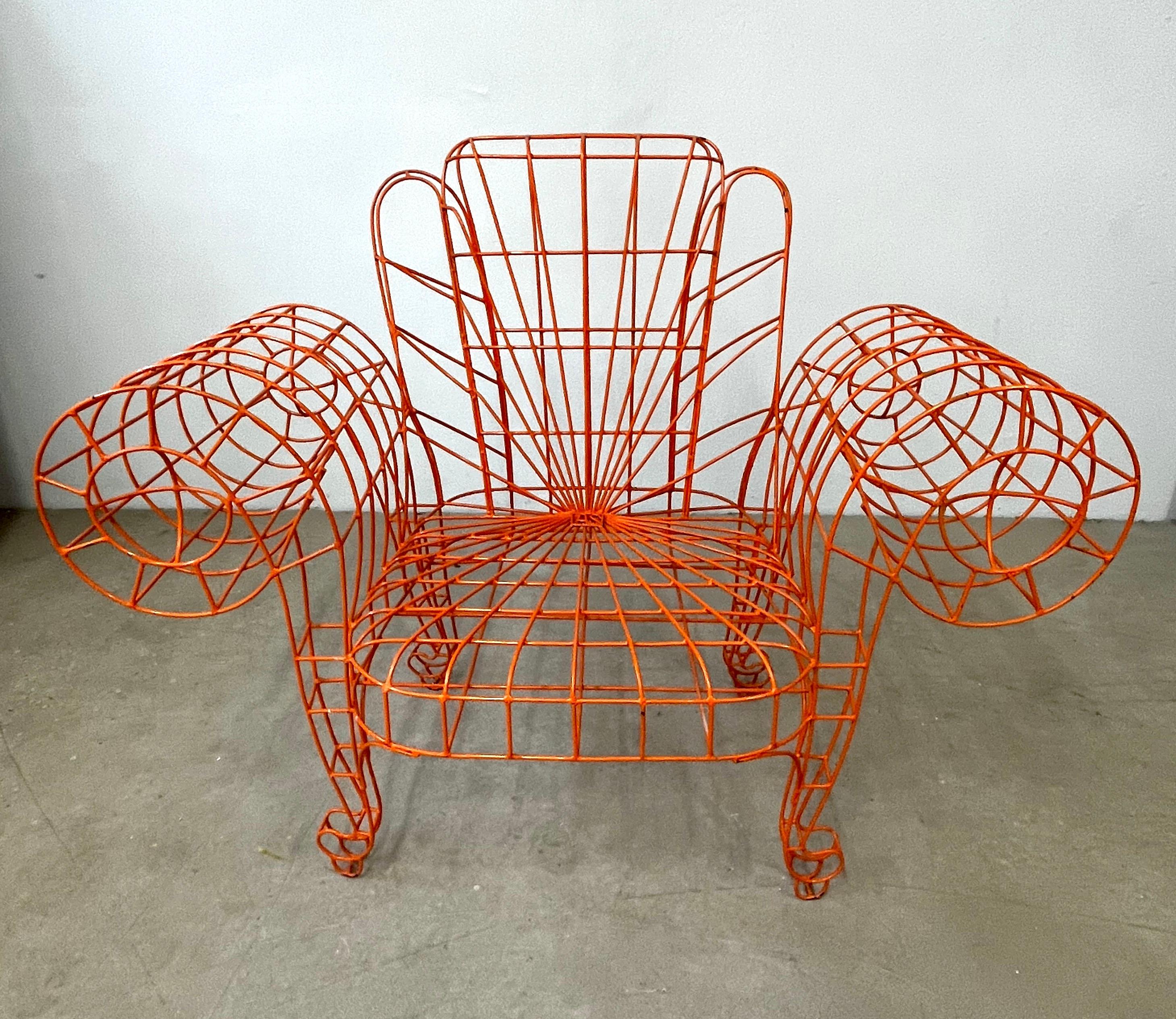 Spazzapan Italian Post-Modern Pop Art Orange Metal Sculpture Throne Armchair For Sale 7