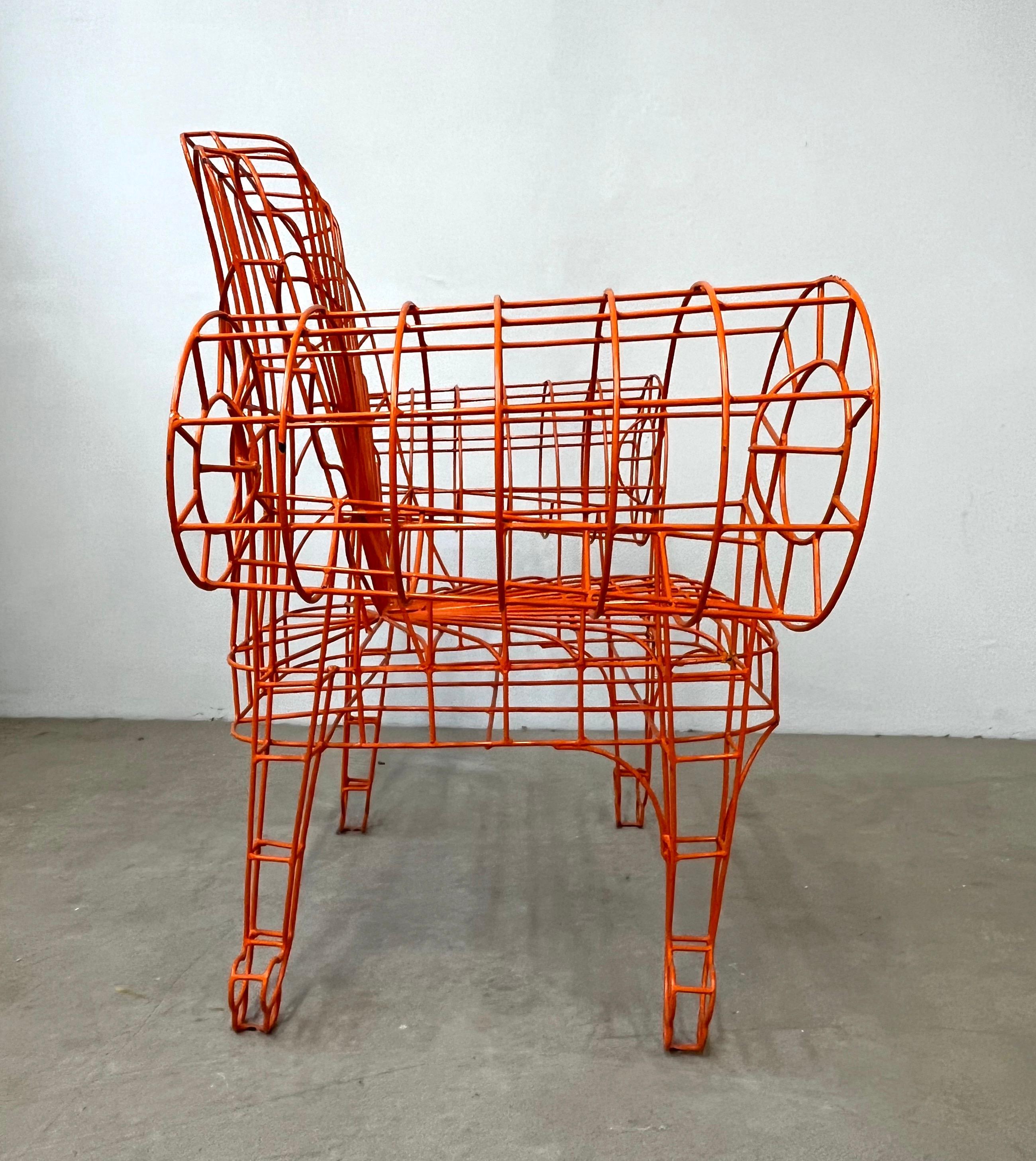 Fauteuil trône italien post-moderne Pop Art de Spazzapan, sculpture en métal orange en vente 6