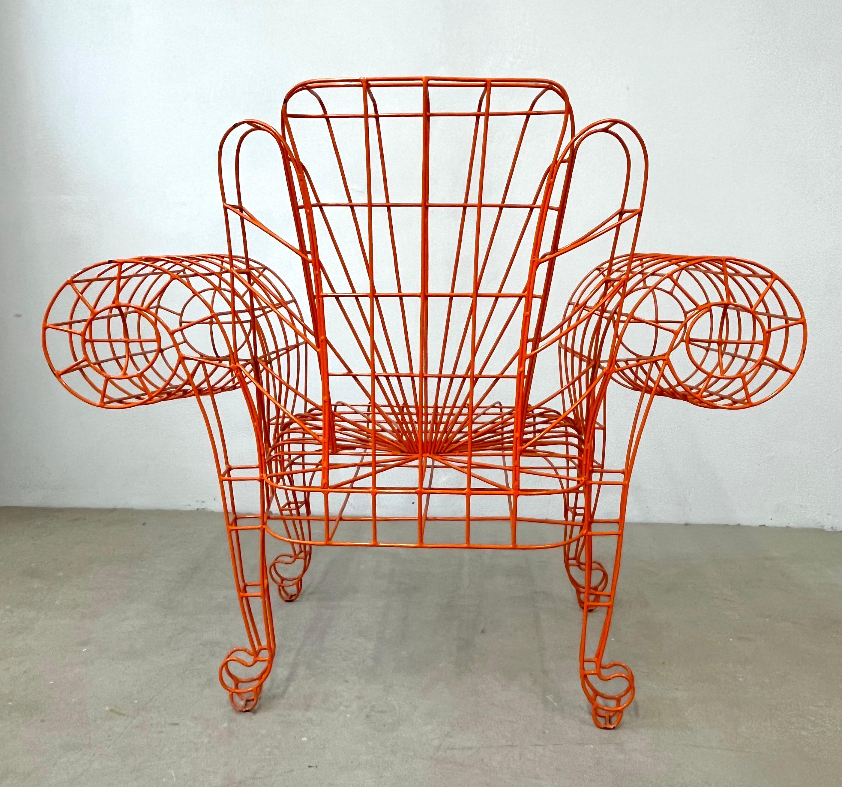 Spazzapan Italian Post-Modern Pop Art Orange Metal Sculpture Throne Armchair For Sale 9