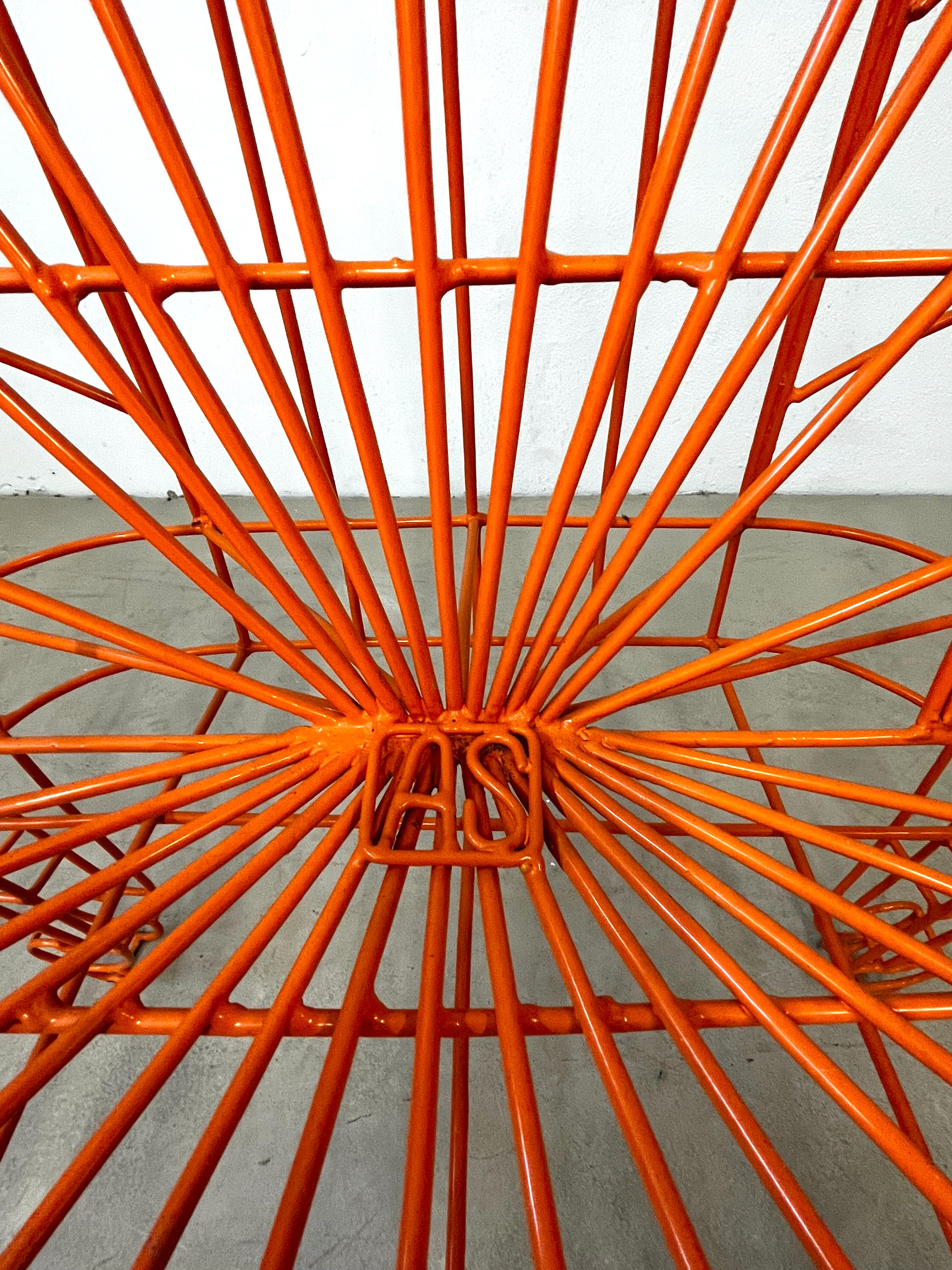Contemporary Spazzapan Italian Post-Modern Pop Art Orange Metal Sculpture Throne Armchair For Sale