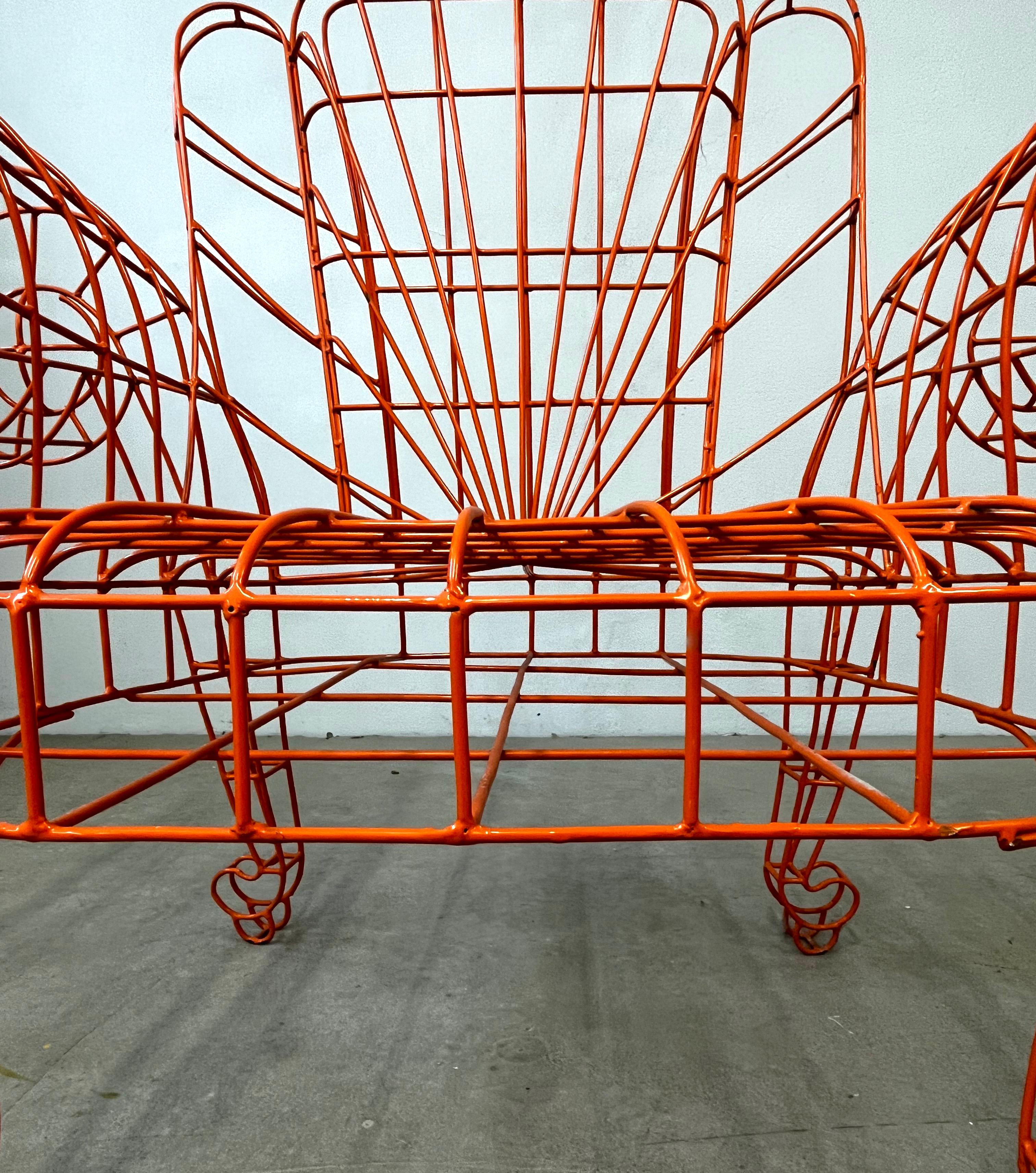 Contemporary Spazzapan Italian Post-Modern Pop Art Orange Metal Sculpture Throne Armchair For Sale