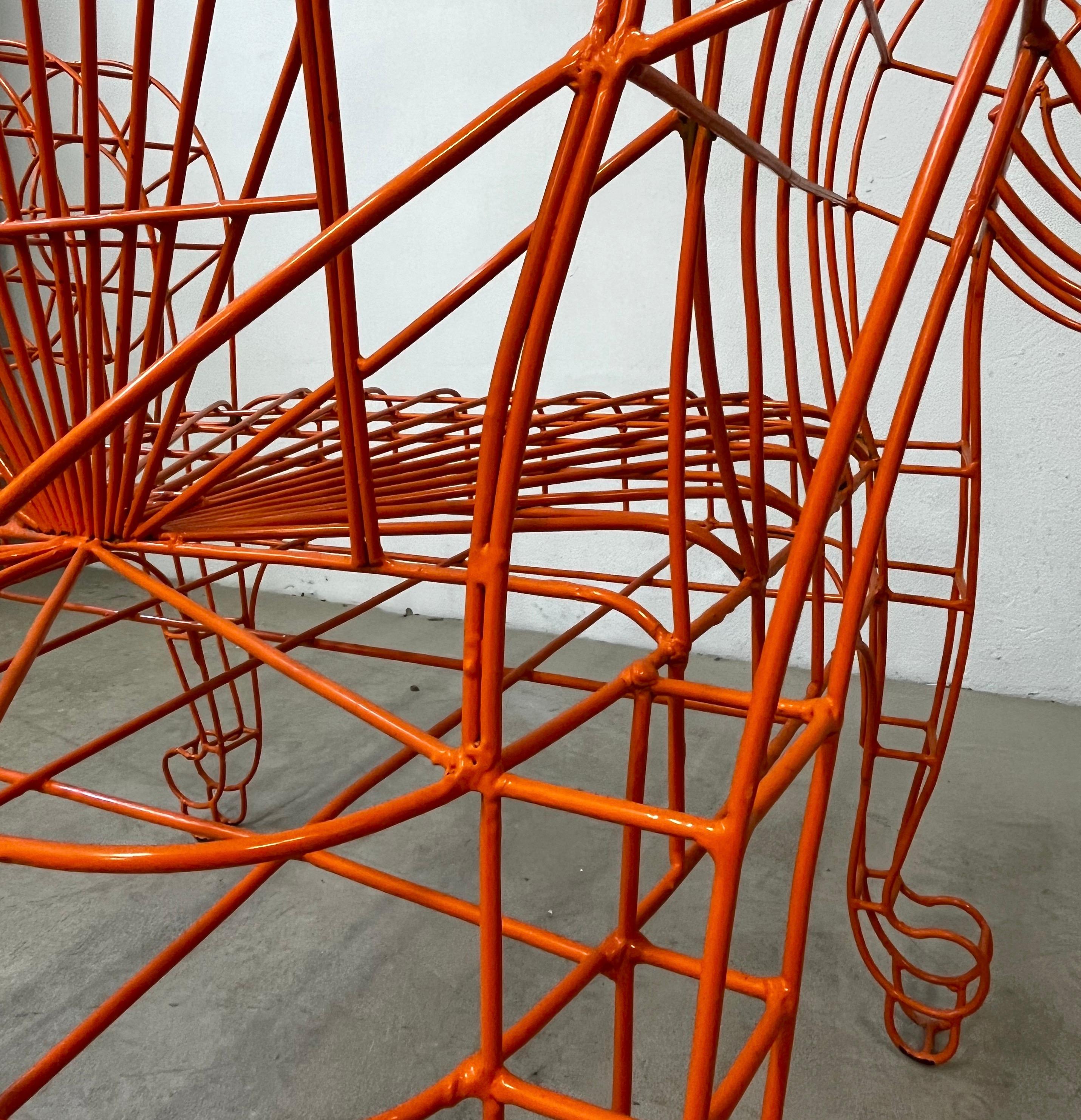 XXIe siècle et contemporain Fauteuil trône italien post-moderne Pop Art de Spazzapan, sculpture en métal orange en vente