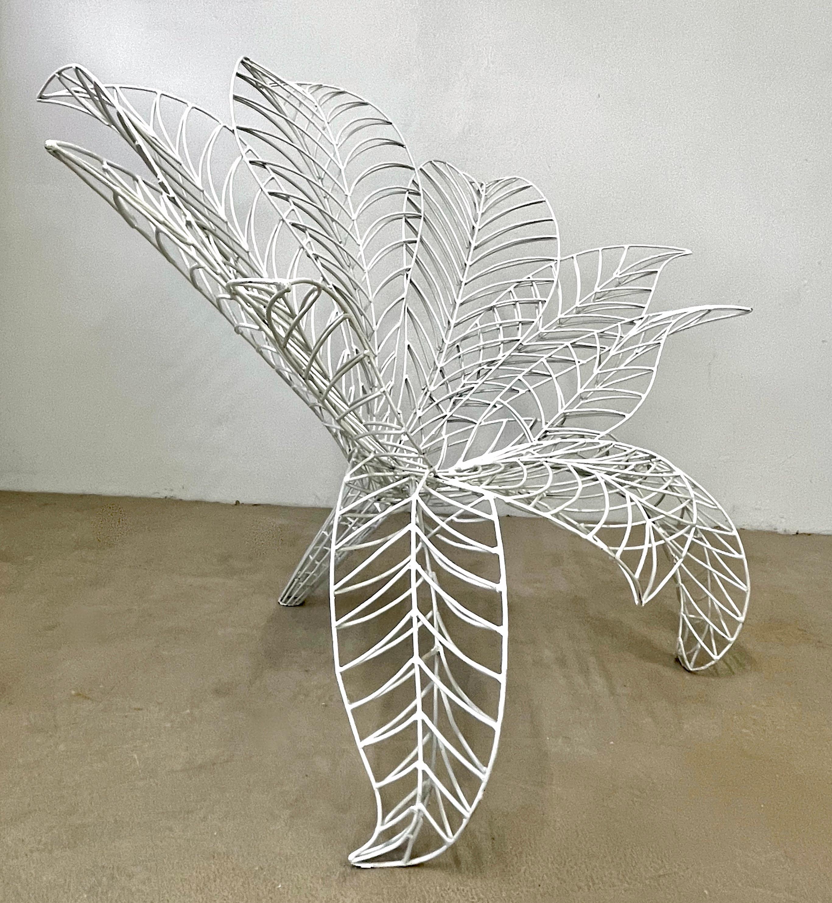 Spazzapan Italian Post-Modern Pop Art White Flower Metal Sculpture Armchair For Sale 5