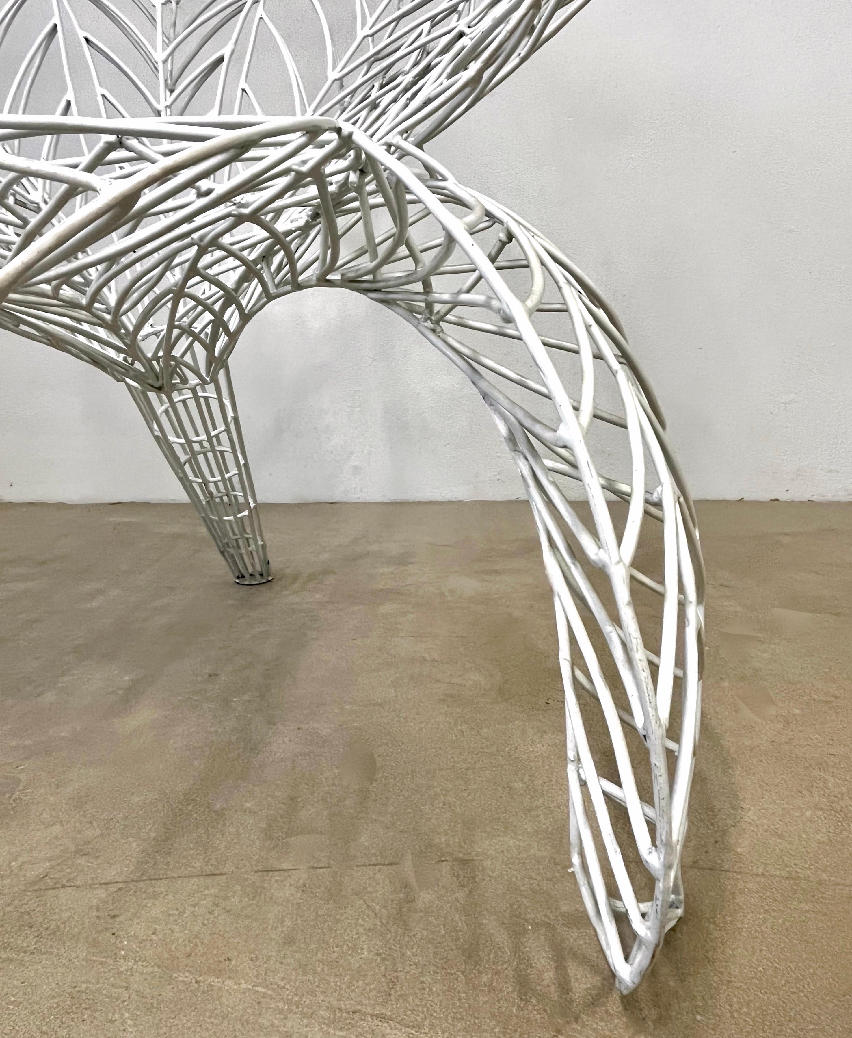 Spazzapan Italian Post-Modern Pop Art White Flower Metal Sculpture Armchair For Sale 6