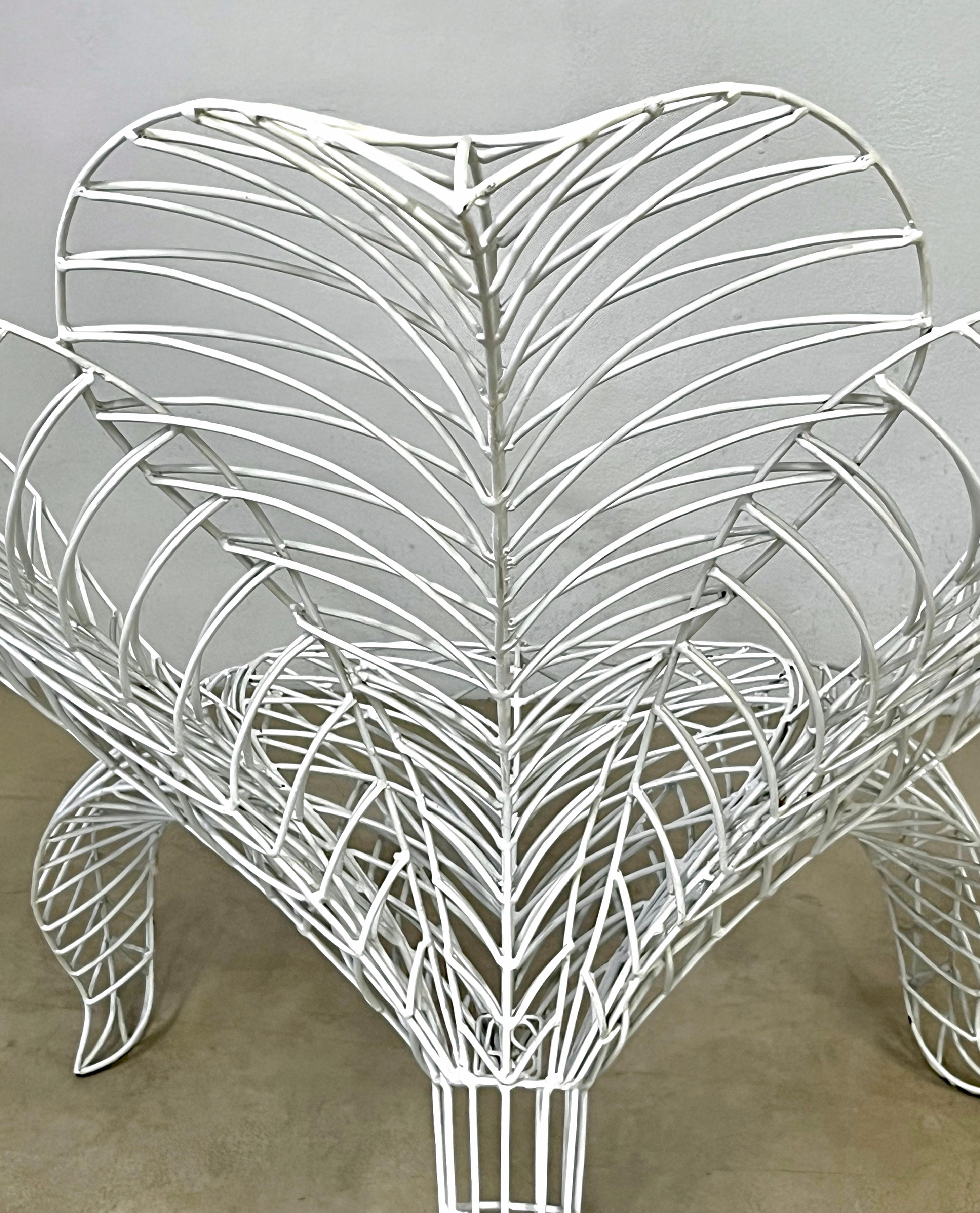 Spazzapan Italian Post-Modern Pop Art White Flower Metal Sculpture Armchair For Sale 7