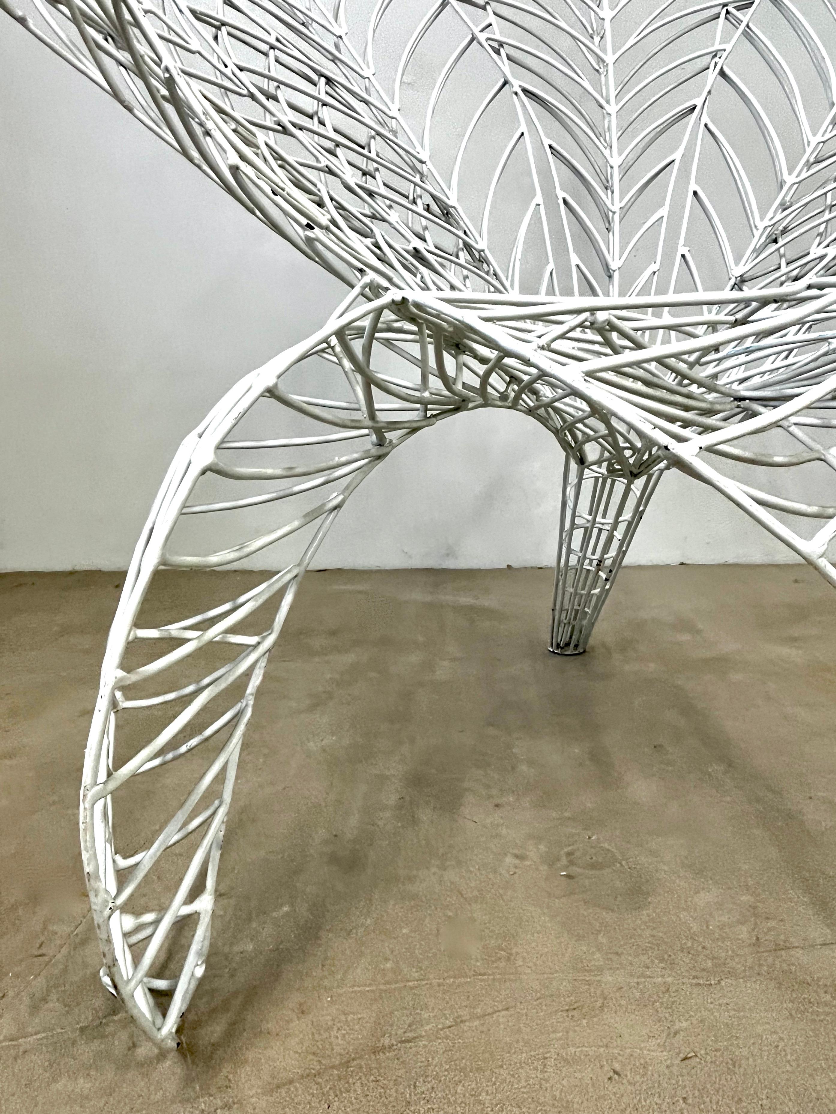 Contemporary Spazzapan Italian Post-Modern Pop Art White Flower Metal Sculpture Armchair For Sale