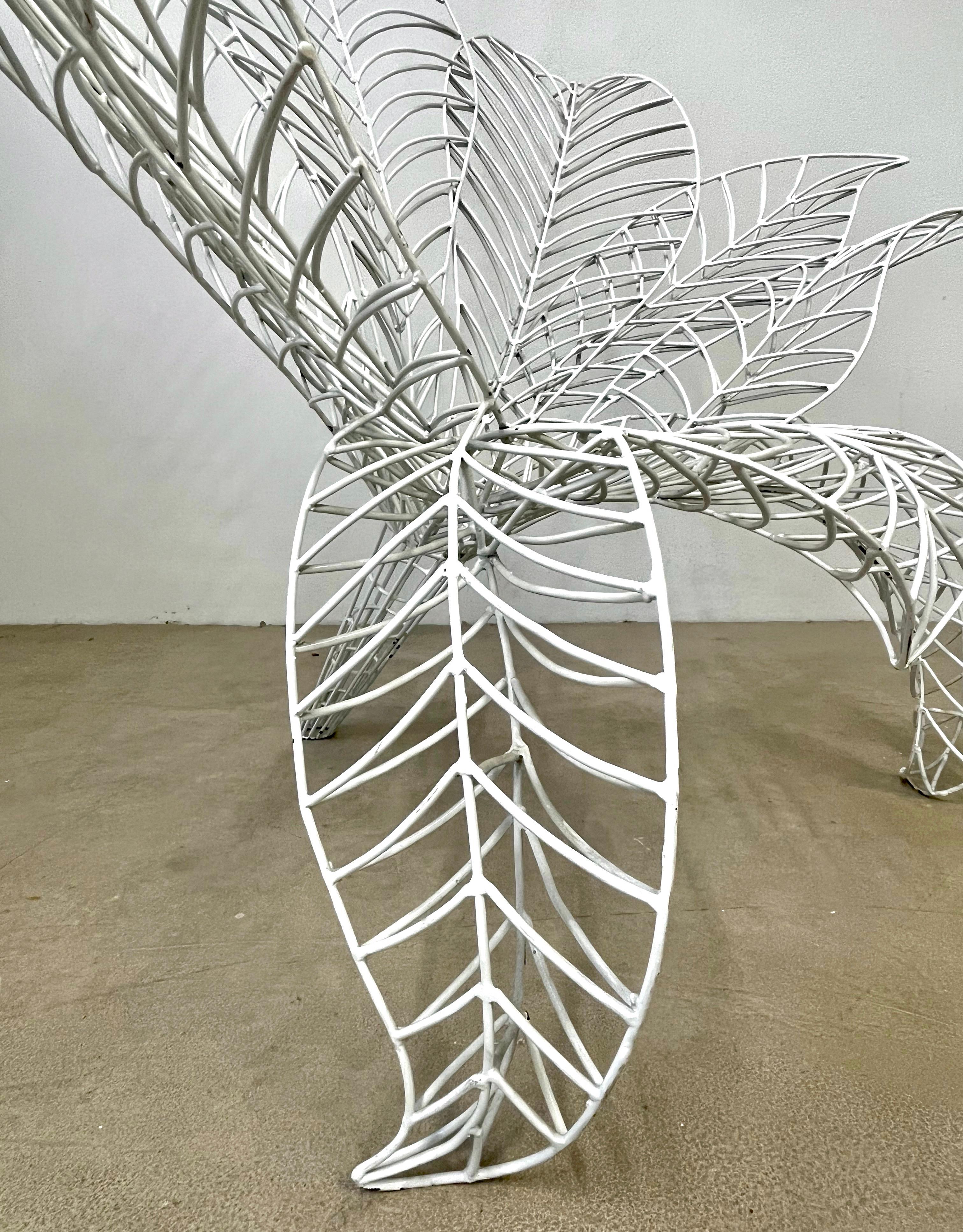 Spazzapan Italian Post-Modern Pop Art White Flower Metal Sculpture Armchair For Sale 1