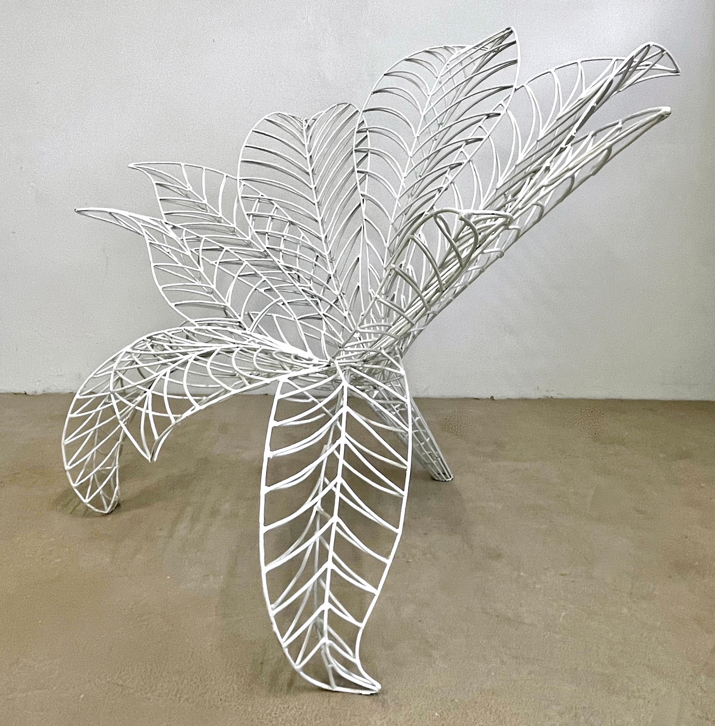 Spazzapan Italian Post-Modern Pop Art White Flower Metal Sculpture Armchair For Sale 3