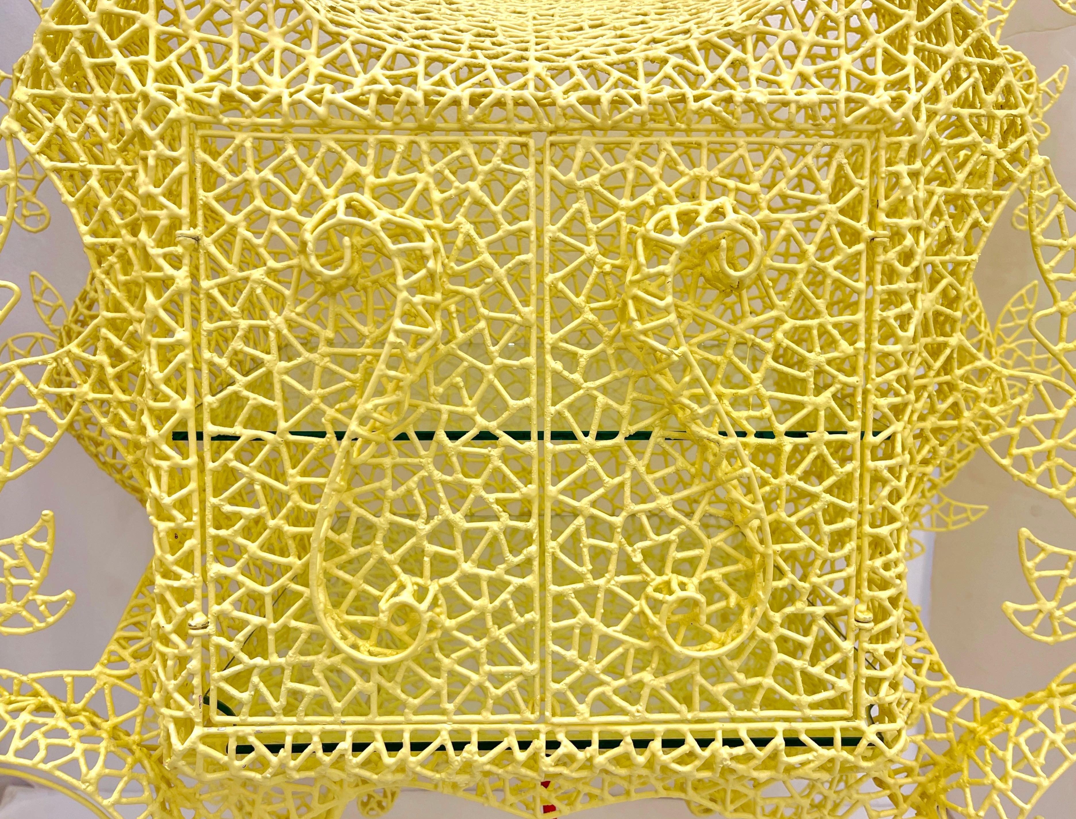 Spazzapan Italian Post-Modern Pop Art Yellow Baroque Metal Sculpture Cabinet For Sale 5