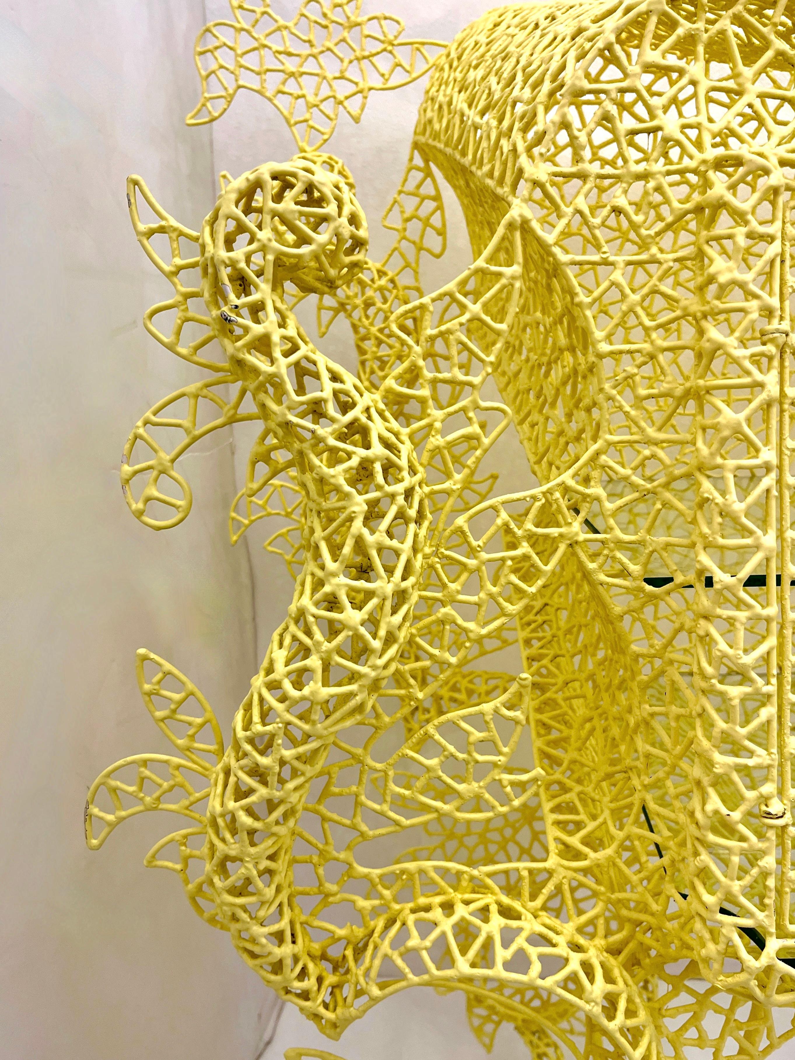 Spazzapan Italian Post-Modern Pop Art Yellow Baroque Metal Sculpture Cabinet For Sale 11