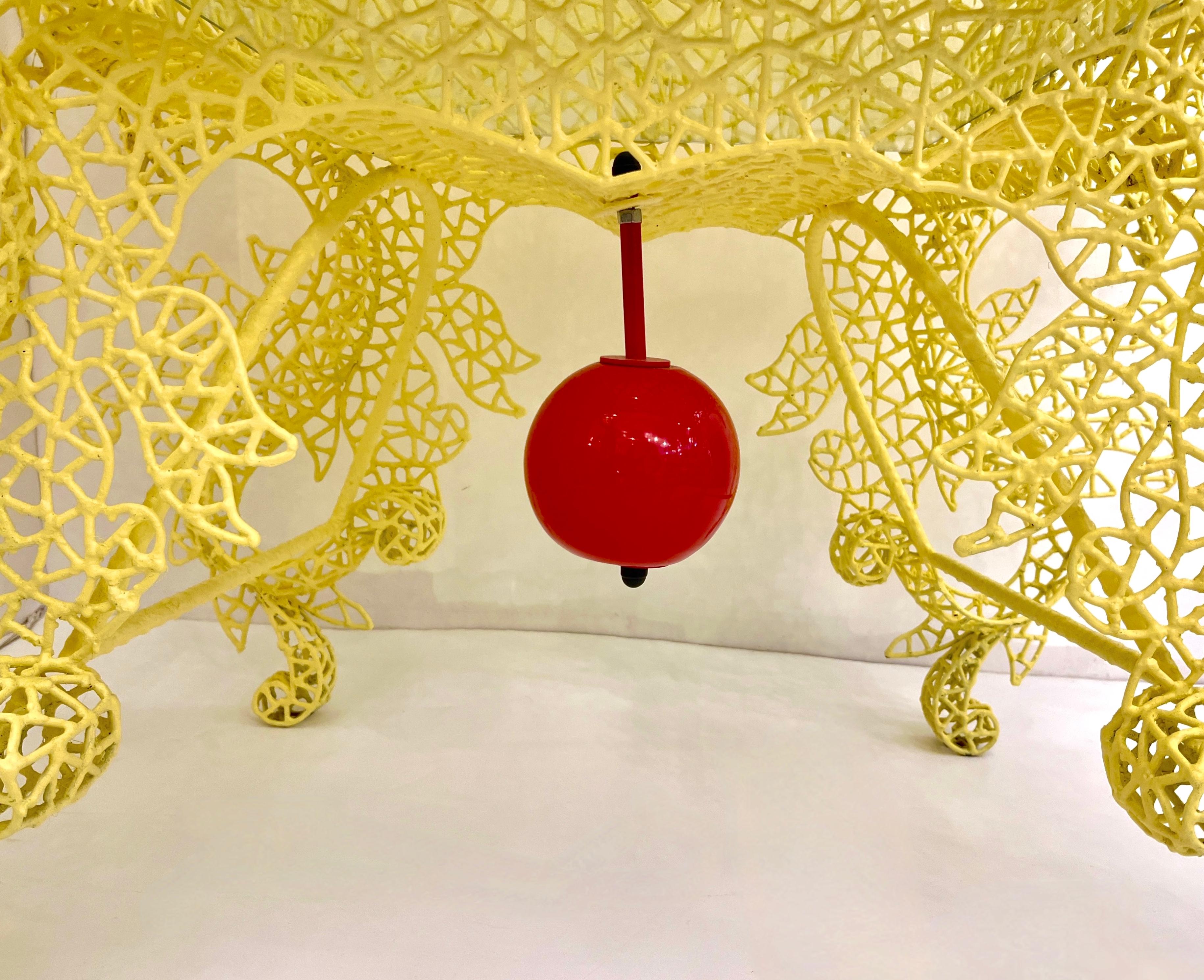 Spazzapan Italian Post-Modern Pop Art Yellow Baroque Metal Sculpture Cabinet For Sale 2